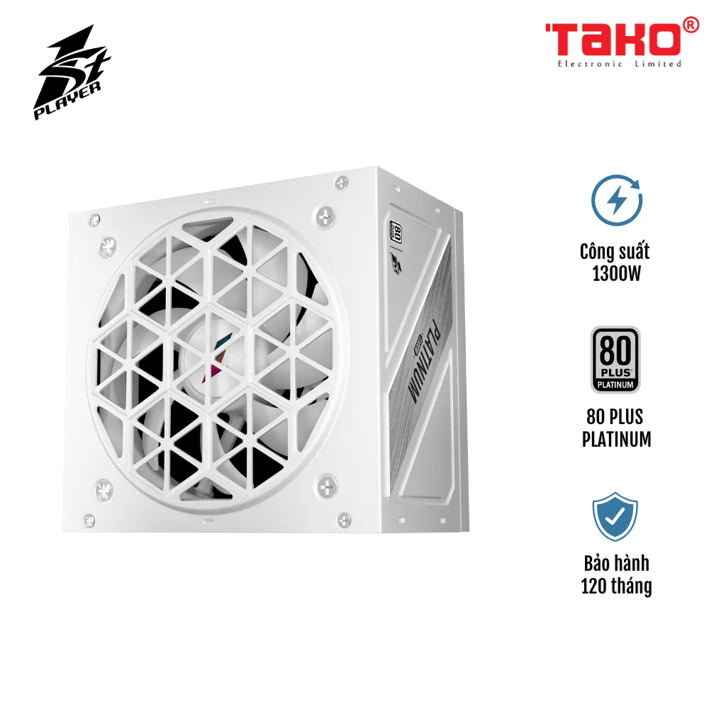 NGUỒN MÁY TÍNH 1STPLAYER NGDP-PLT-1300 1300W TRẮNG (80 PLUS PLATINUM)