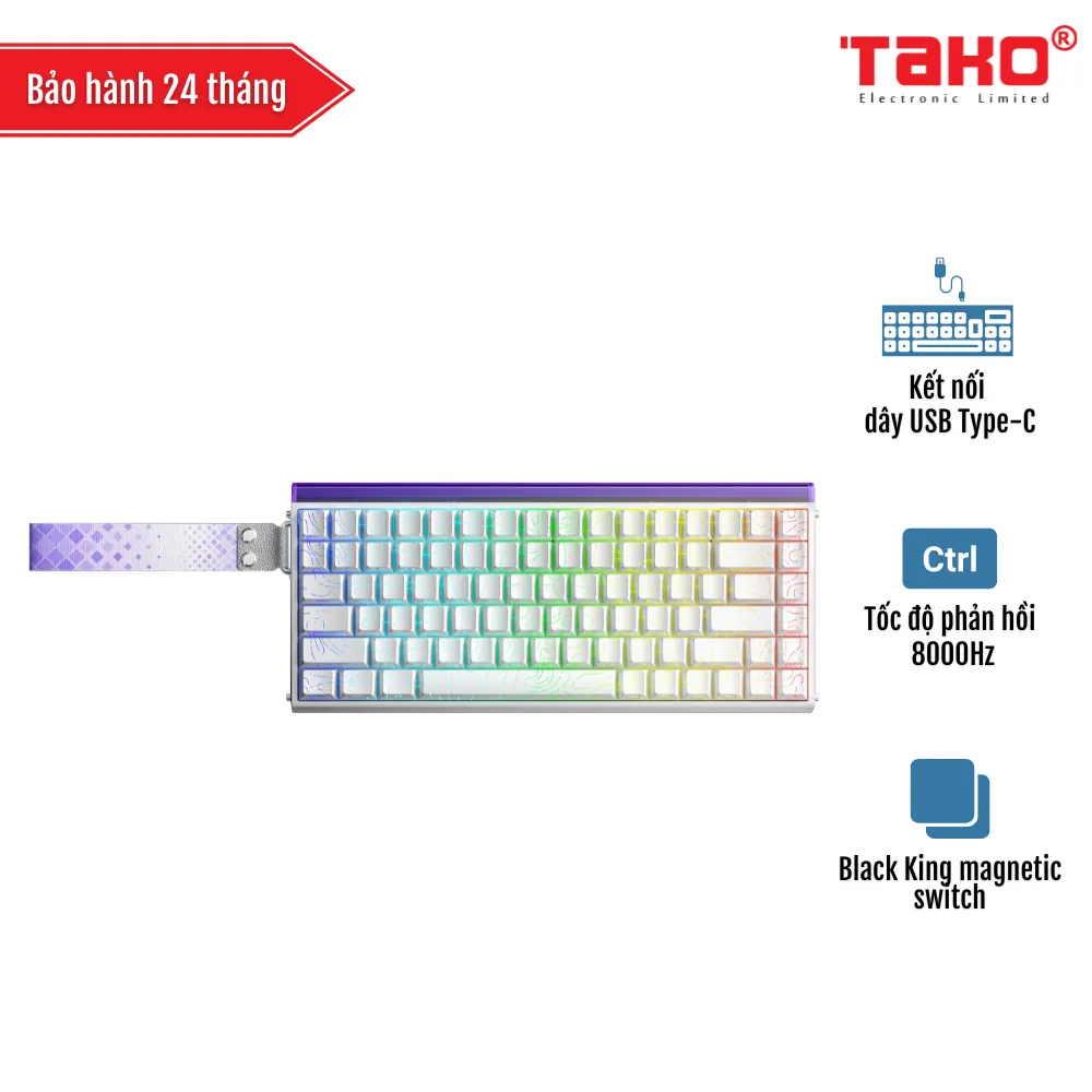 AULA HERO84HE (4296) BÀN PHÍM CƠ GAMING CÓ DÂY (Phiên bản Trắng contour/ Black King magnetic switch - Rapid trigger)