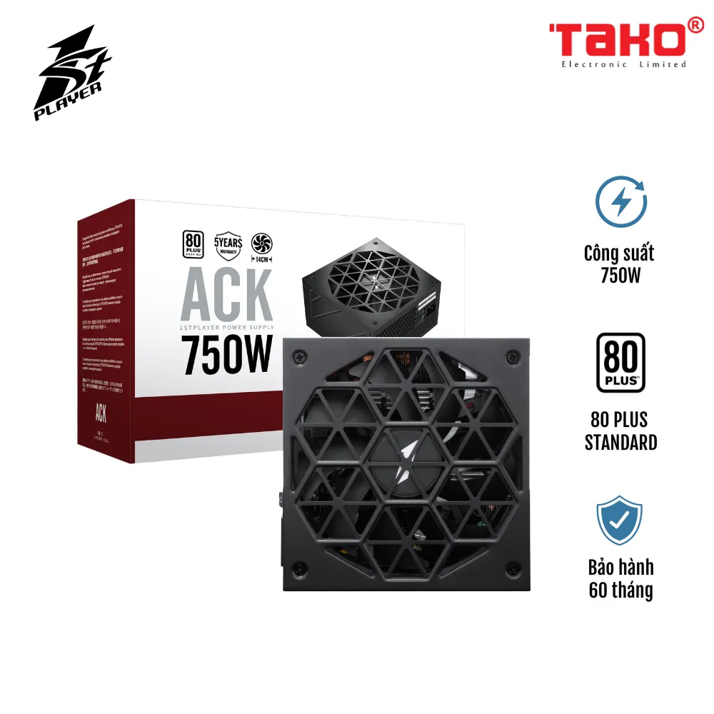 NGUỒN MÁY TÍNH FIRST PLAYER (1STPLAYER) ACK-STD-750 750W ĐEN (80 PLUS)