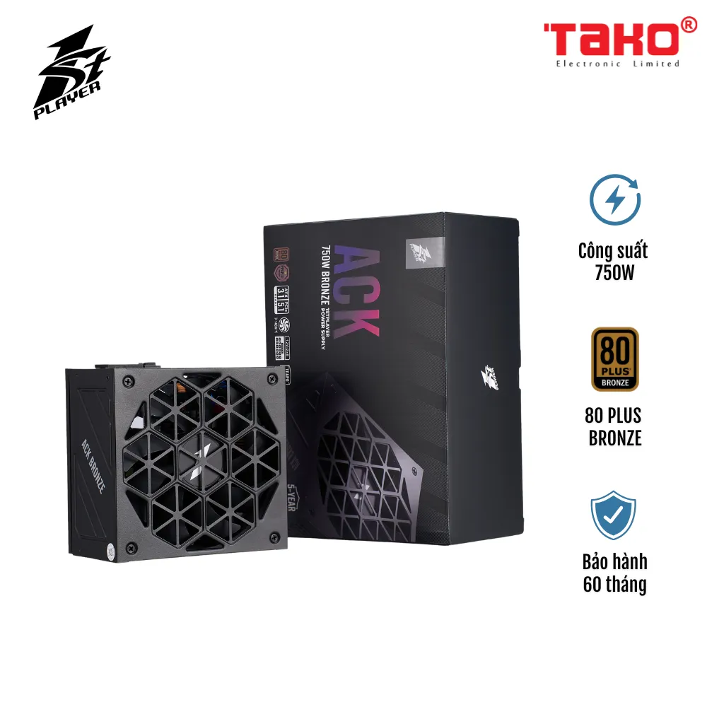 NGUỒN MÁY TÍNH FIRST PLAYER (1STPLAYER) ACK-BRZ-750 750W ĐEN (80 PLUS BRONZE)