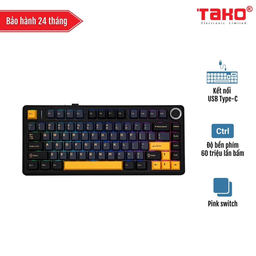 AULA F75 (4890) BÀN PHÍM CƠ GAMING CÓ DÂY (Phiên bản Đen + Xanh đậm + Cam/ Pink switch)