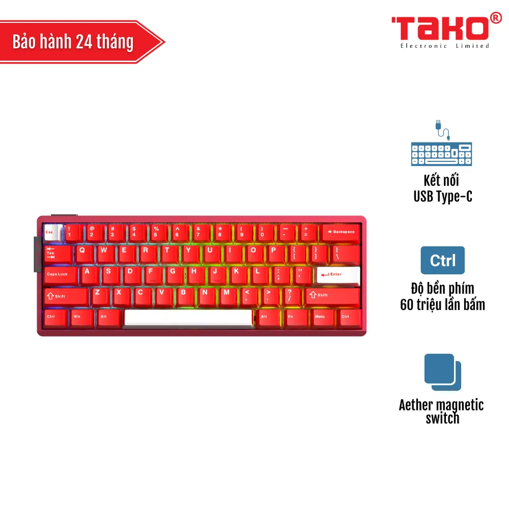 AULA AG60 PRO (4500) BÀN PHÍM CƠ GAMING CÓ DÂY (Phiên bản màu Đỏ/ Aether magnetic switch - Rapid trigger)