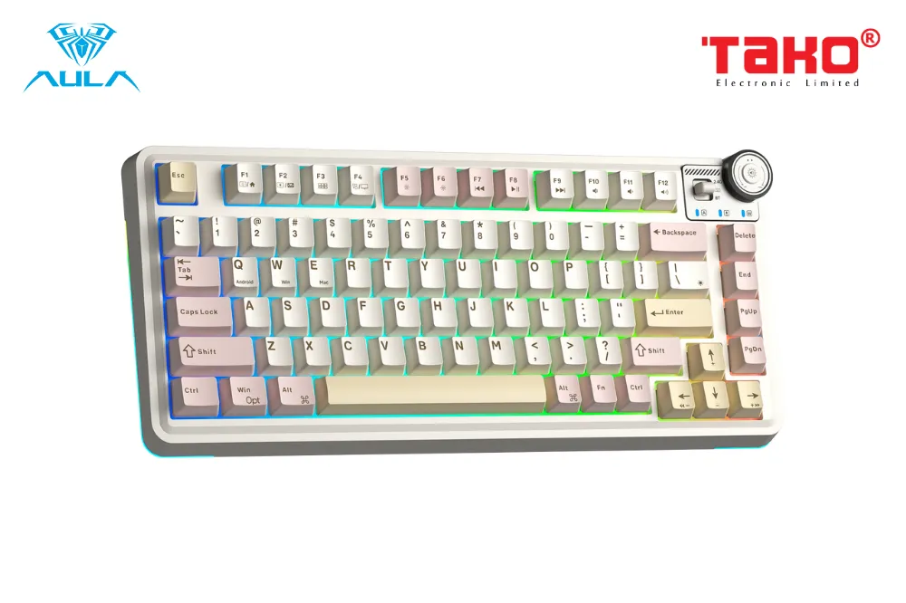 AULA AU75 (3374) BÀN PHÍM CƠ GAMING 3 MODE (Phiên bản màu Hồng + be + vàng/ Bloomfield switch) 3