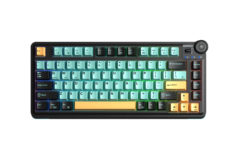 AULA AU75 (3381) BÀN PHÍM CƠ GAMING 3 MODE (Phiên bản màu Đen+xanh lá+cam, Bloomfield switch) 1