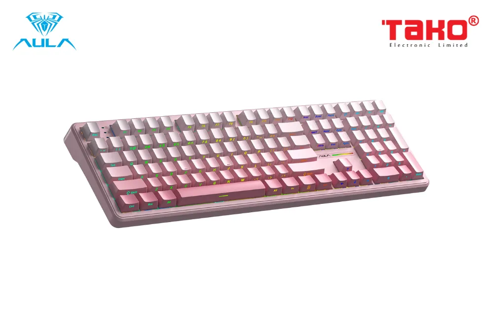 AULA F108 (2063) BÀN PHÍM CƠ GAMING 3 MODE (Phiên bản màu Hồng gradient/ Dream Sakura switch) 2