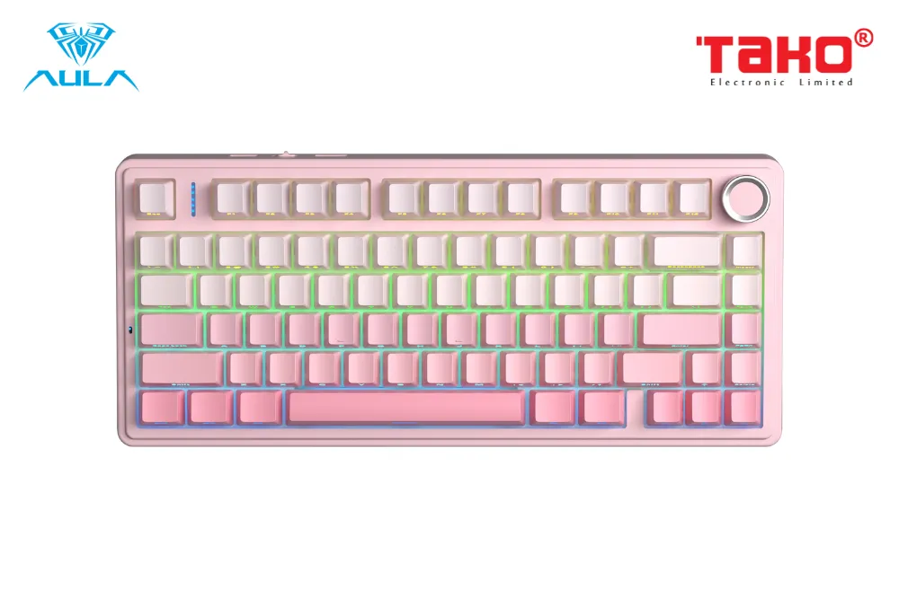 AULA F75 (2049) BÀN PHÍM CƠ GAMING 3 MODE (Phiên bản màu Hồng gradient/ Dream Sakura switch) 1
