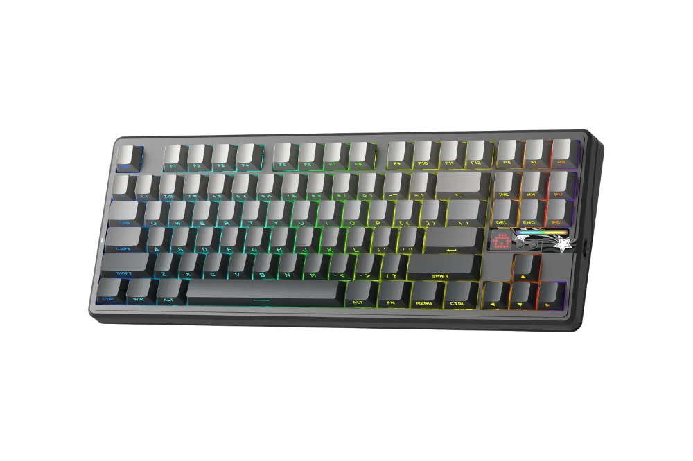 AULA F87 PRO V2 (2629) BÀN PHÍM CƠ GAMING 3 MODE (Phiên bản Xám đen gradient/ Grey Wood V4 Switch) 2