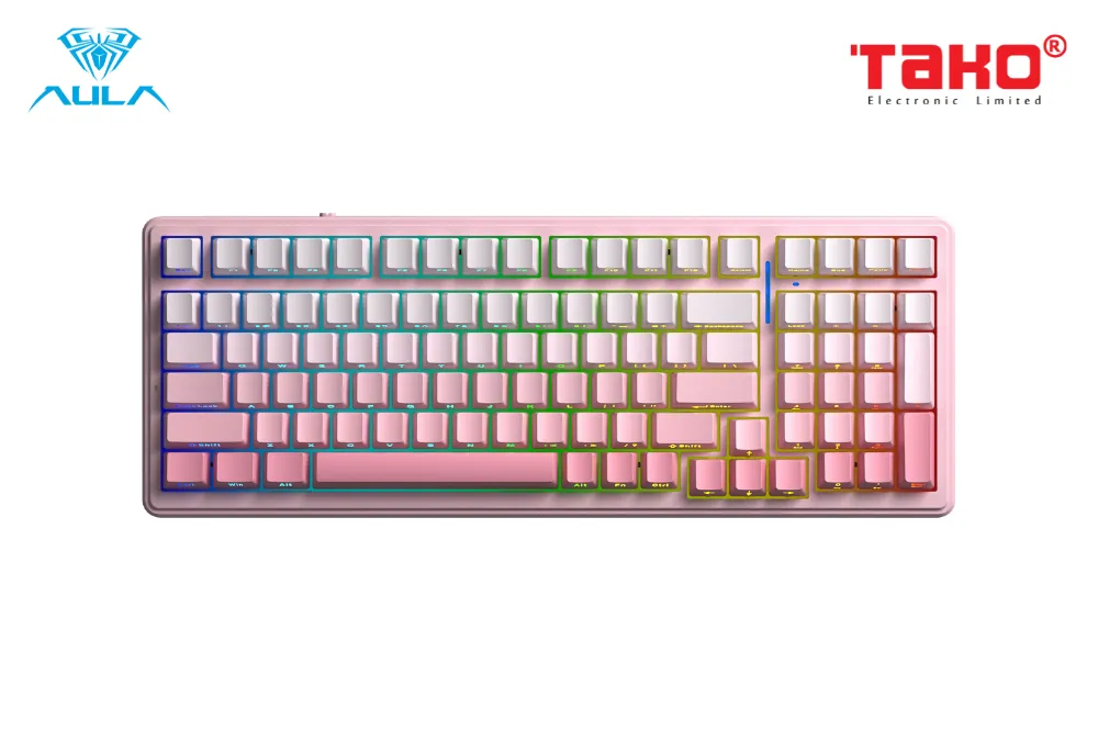 AULA F99 (2056) BÀN PHÍM CƠ GAMING 3 MODE (Phiên bản màu Hồng gradient/ Dream Sakura switch) 1
