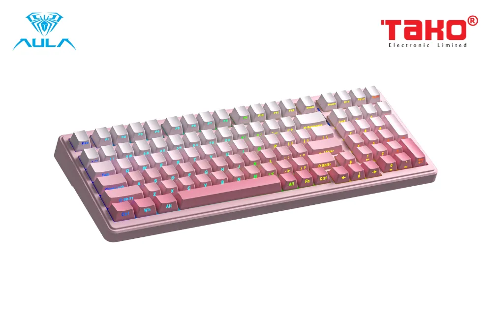 AULA F99 (2056) BÀN PHÍM CƠ GAMING 3 MODE (Phiên bản màu Hồng gradient/ Dream Sakura switch) 4