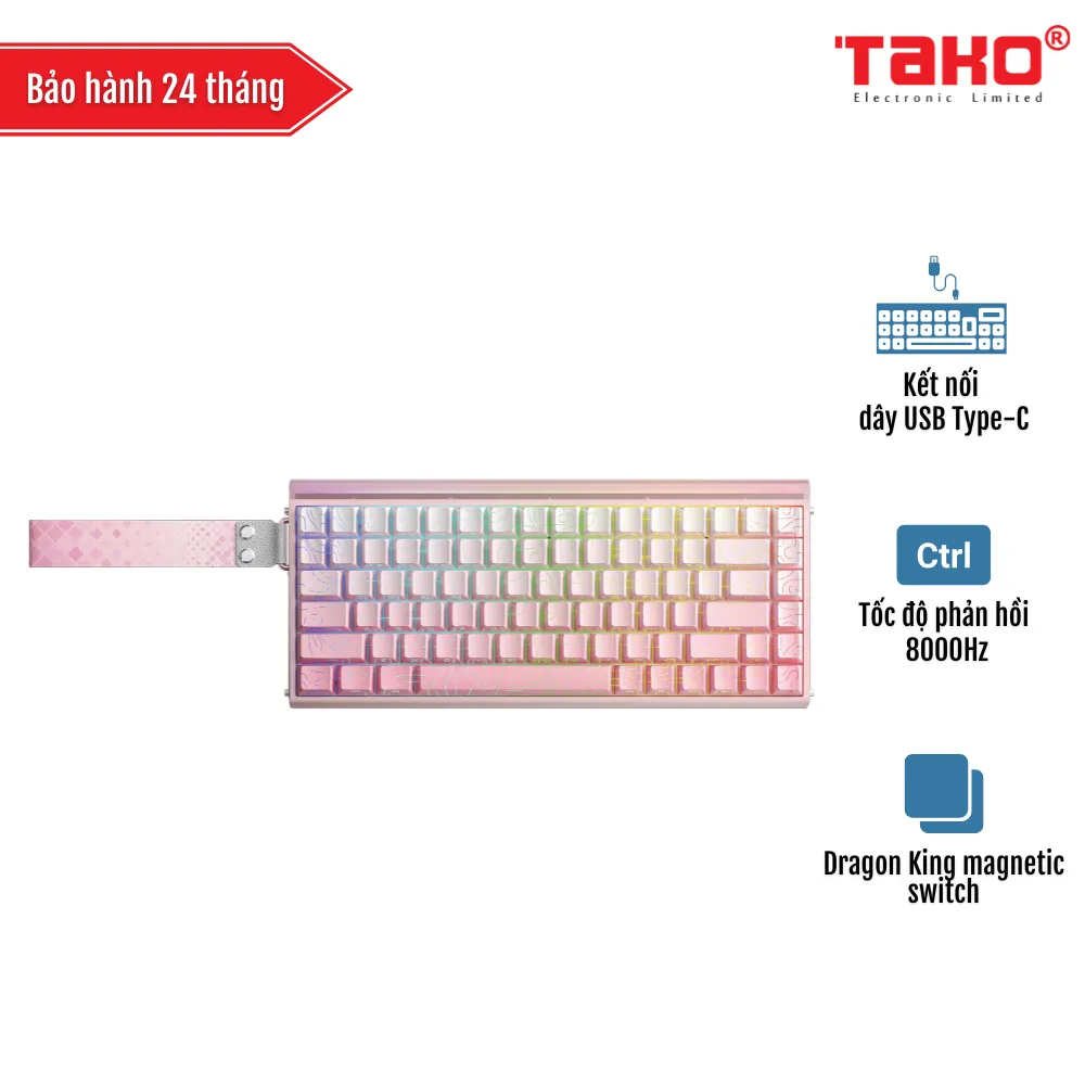 AULA HERO84HE (4272) BÀN PHÍM CƠ GAMING CÓ DÂY (Phiên bản Trắng hồng gradient contour/ Dragon King magnetic switch - Rapid trigger)