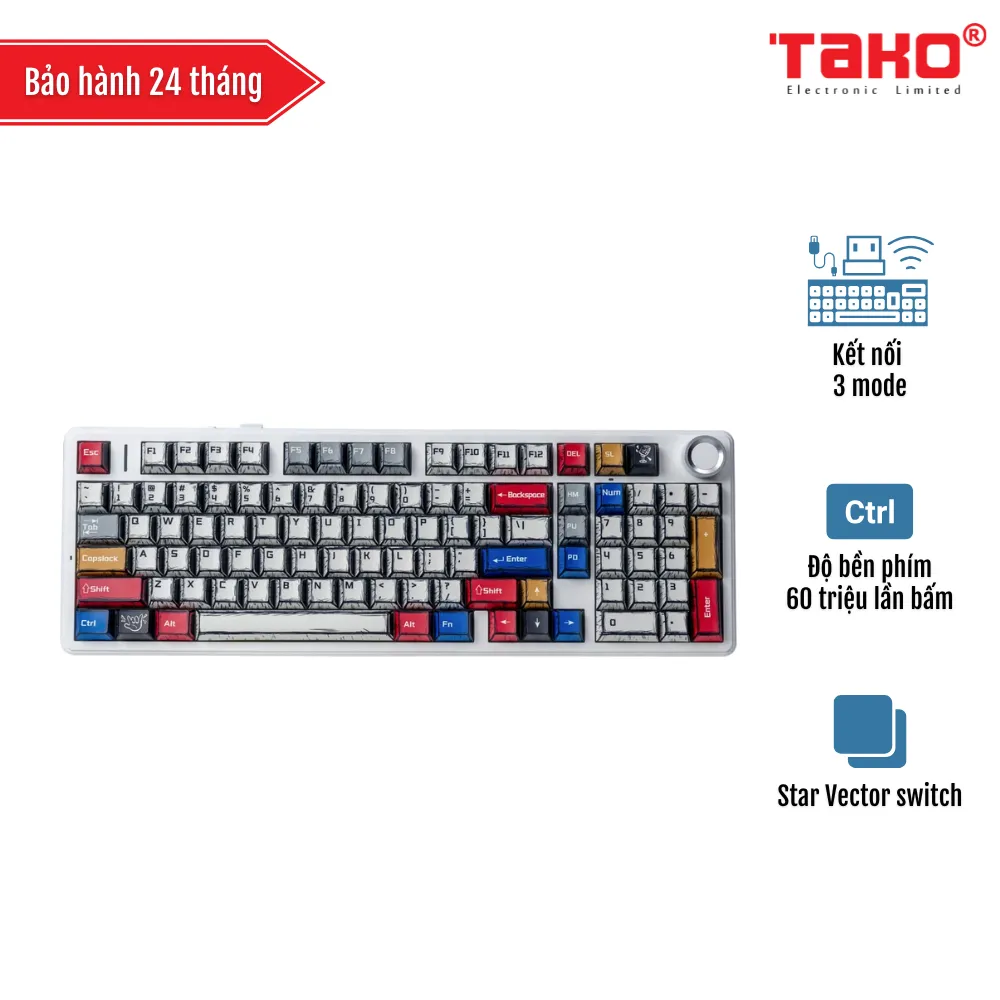 AULA F99 PRO (1660) BÀN PHÍM CƠ GAMING 3 MODE (Phiên bản Có núm xoay/ Màu comic/ Star Vector switch)