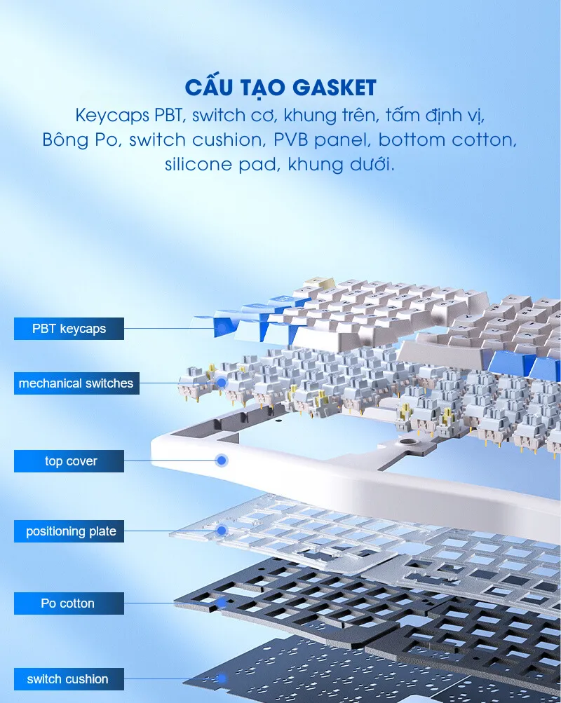LEOBOG A75 BÀN PHÍM CƠ GAMING 3 MODE