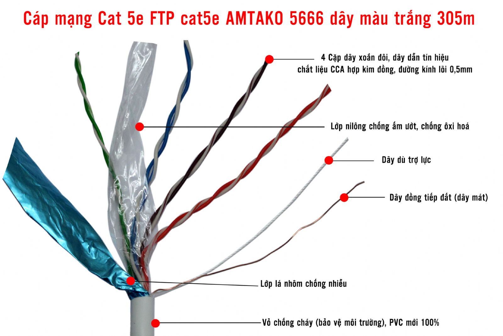 Cáp mạng cat5e AMTAKO 5666